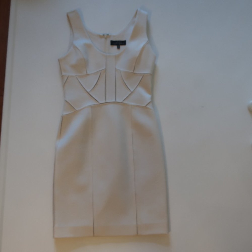 Womens Roberto Rodriguez Cream Sleeveless Sheath Pencil Dress 4 *